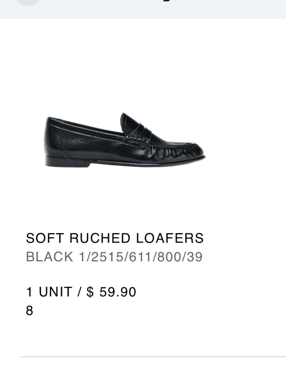 Zara Black Soft Ruched Loafers